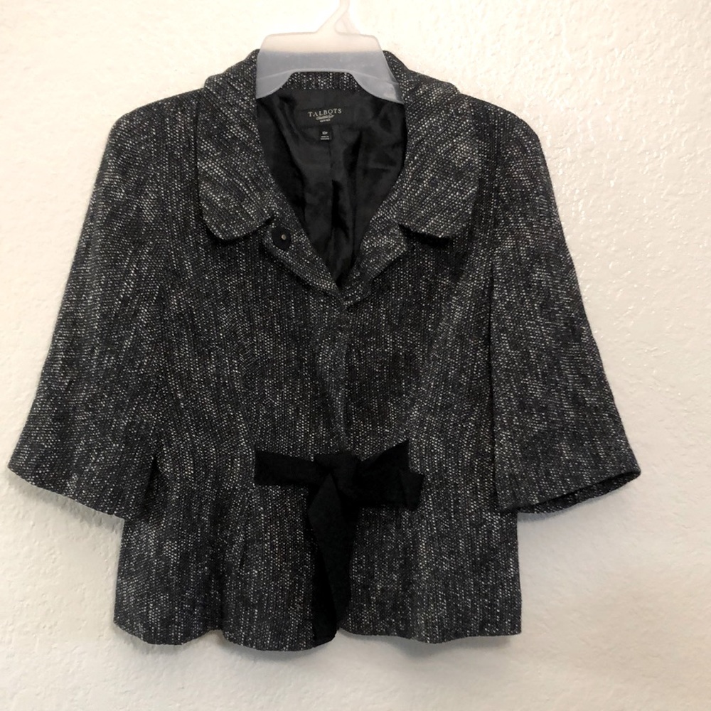 TALBOTS Petites Charcoal Tweed Jacket Blazer/Preowned - Picture 1 of 17